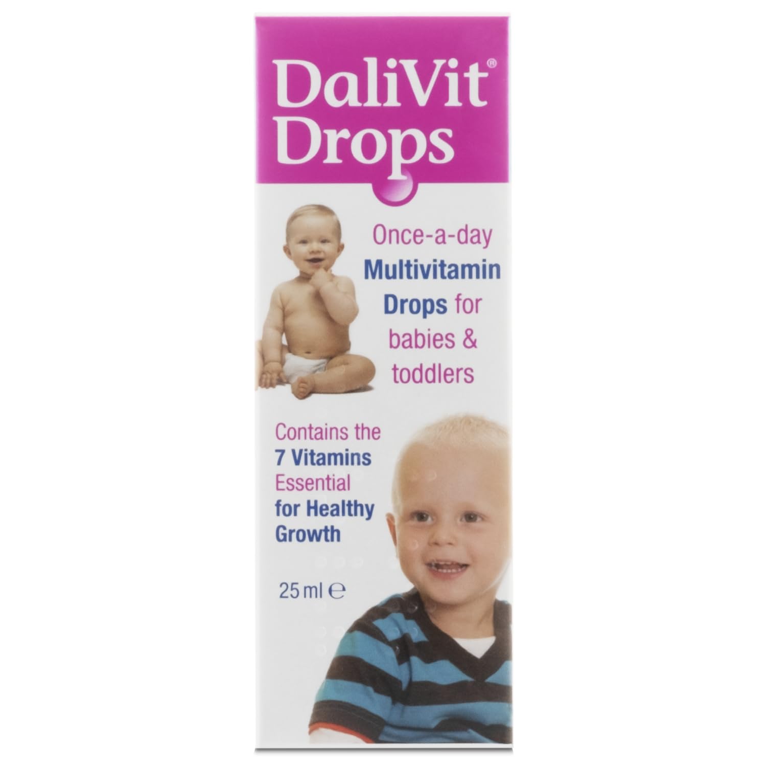 Dalivit Multivitamin Drops – Vitamins Suitable for Babies Toddlers & Children Aged 6 Weeks+ – Daily Essentials a Baby or Infant – Vegan Formula with A, D2, B1, B2, B3, B6, & C Combination (25ml)
