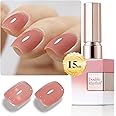 Double Rhythm Translucent Gel Polish Sheer Neutral Natural Light Milky Same Color Same Bottle 15ML Jelly Polish Art DIY at Home (Baby Nude Pink-A1321)