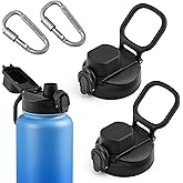 Herxsin 2 PCS Water Bottle Lid Replacement for Wide Mouth 32oz/40oz/64oz, Auto Spout Lid Compatible with Bubba Trailblazer, Portable Replacement Cap, Nozzle with Button Lock