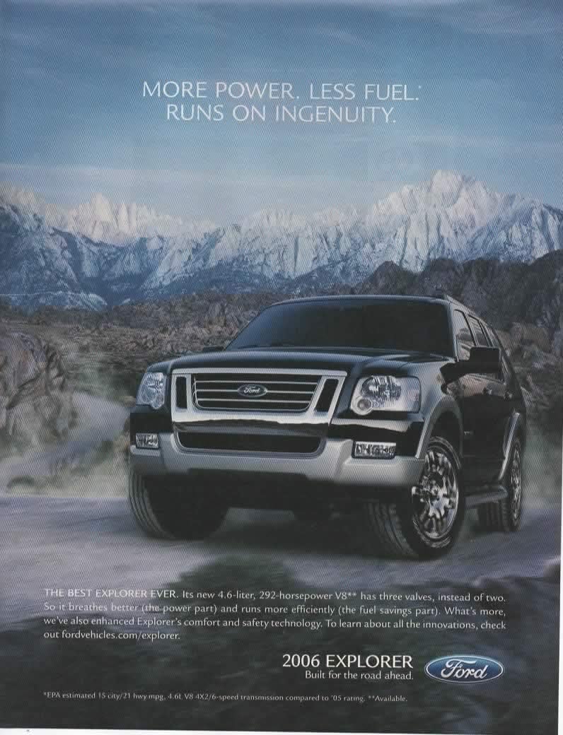 new edge ford on Amazon Com Magazine Print Ad 2006 Ford Explorer 4 6 Liter V 8 Engine More Power Less Fuel Runs On Ingenuity Built For The Road Ahead Entertainment Collectibles