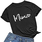 BABEGO Womens Mimi Heart T Shirt Cute Letter Print Short Sleeve Graphic Tees