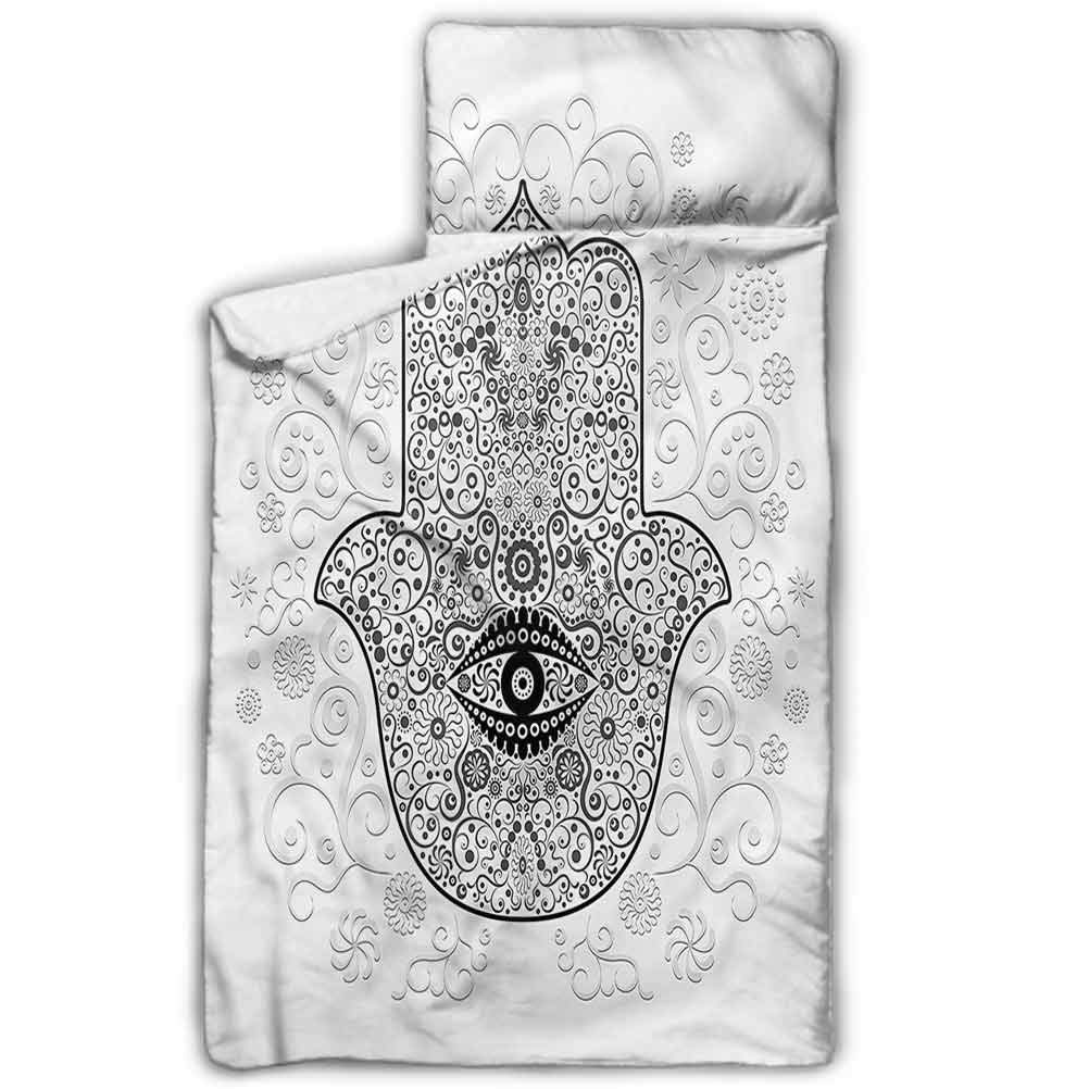 Hamsa Sleeping Mat Divinity Protection Sign Nap Mat with Pillow for Toddler Boys and Girls 43 x 21 Inch