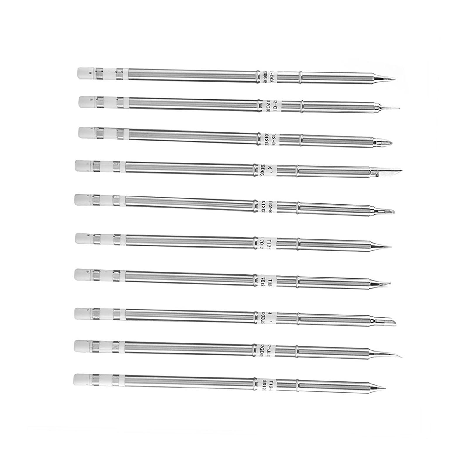 10 Pack T12 Series Soldering Iron Tips Copper Replacement Soldering Tip Set for Low Temperature Welding Rework Station