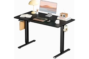 Smug Adjustable Height Standing Desk 40 Inch Electric Sit Stand Up Down Computer Table Ergonomic Rising Modern Lift Motorized Gaming Desktop Workstation for Work Home Office, Black