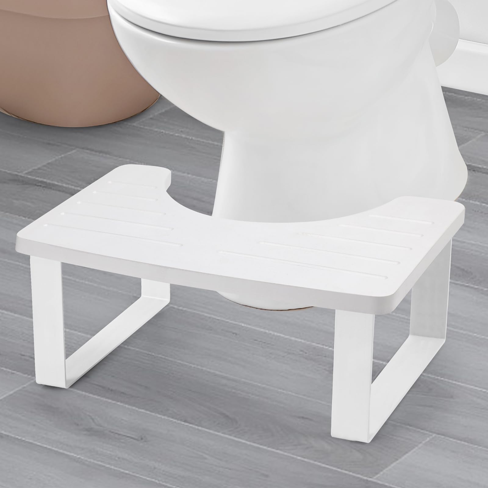 Photo 1 of *Small scratches/chips* Bathroom Stool,Bamboo Toilet for Bathroom,Toilet Stools,Potty for Pooping,Poop Stool,Toilet Step Toddler,Portable Squatting Pan with Dual Anti Slip Design,Stain,Scratch,CrackProof(White)