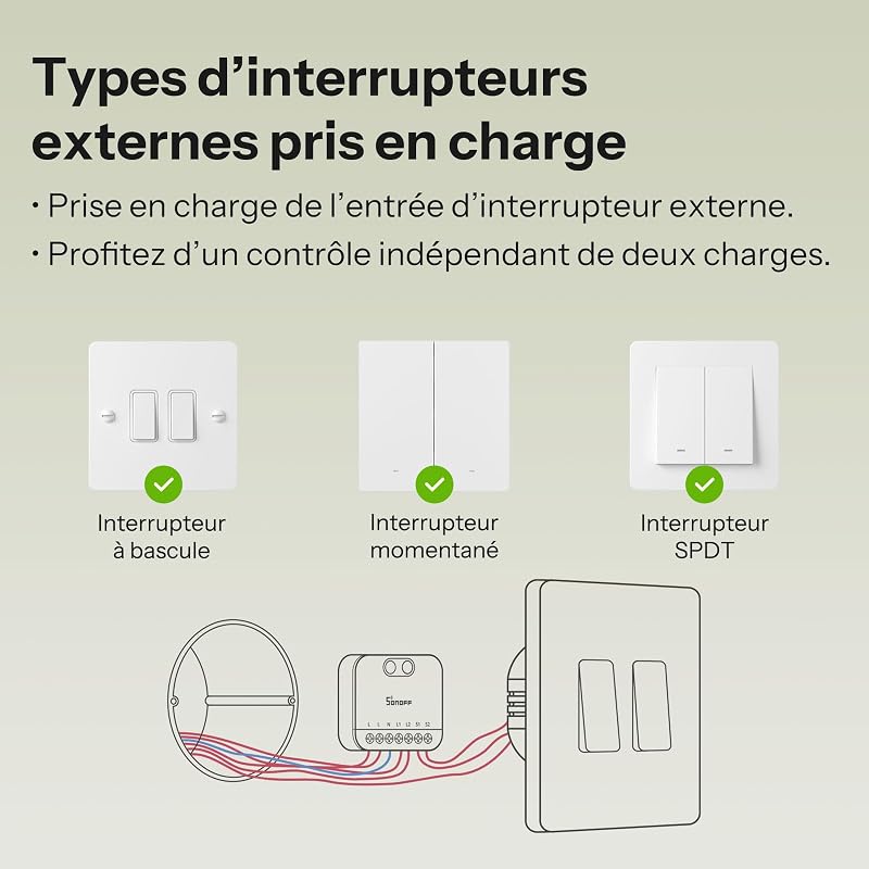 Mini Duo Interrupteur intelligent Zigbee à 2 canaux, Zigbee 3.0, charge totale 16 A, contrôle à distance via hub Zigbee, conducteur neutre nécessaire, compatible avec Alexa/Google, lot de 2