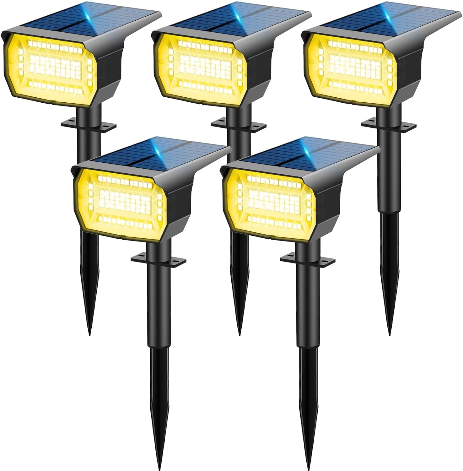 LOTMOS 72 LED Solar Landscape Spotlights, Dusk Till Dawn 3 Modes Solar Outdoor Garden Lights, IP67 Waterproof Wall Lights for Garden Yard Driveway Pathway Pool Area Pack of 5