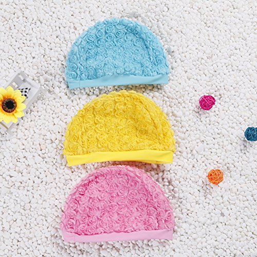 Swimming Cap Baby Girls Flower Cut Swim Cap Kids Summer Soft Bath Cap Swimming Hat to Keep Hair Dry