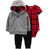 Carter's Baby Boys' Cardigan Sets, Grey/Red Plaid/Black, 3m