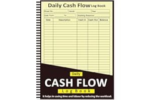 Daily Cash Flow Log Book: Petty Cash Log Book for Tracking Money, Financial Journal for Cash In and Cash Out, Large Ledger Bo