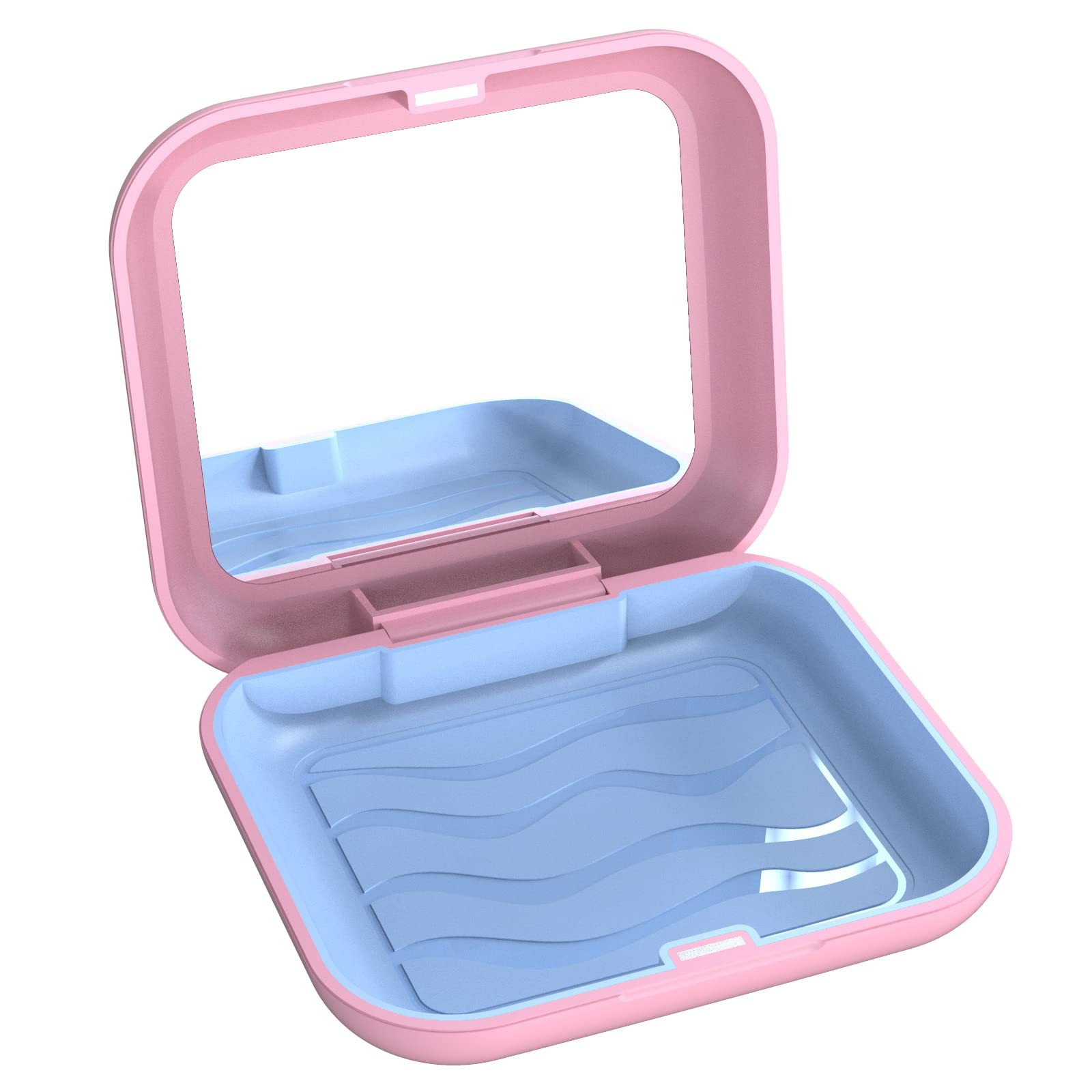 BVN Retainer Case with Mirror,Square Retainer Box, Orthodontic Denture Box,Dental Case for Aligner,Mouth Guard Case,Pink