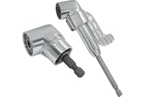Eilumduo 2Pack Right Angle Drill Attachment, 105 Degree Angle Screwdriver Adapter, 1/4-inch Hex Quick Change Magnetic Bit Holder for Tight Spaces/Electric Drill and Socket Wrench(Long+Short)