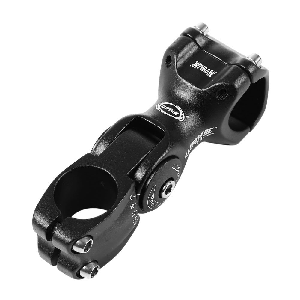 FOMTOR Adjustable Bike Stem 31.8mm 0~60 Degree WAKE Adjustable Handlebar Stem MTB Stem for Mountain Bike Road MTB (31.8mm x 90mm,Black)