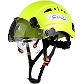 SAFEBUILDER Industrial Safety Helmet with Visor ABS Hard Hat with Visor Adjustable Ventilation Hardhats Construction Head Protection ANSI Z89.1