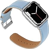 Anlinser Bands Compatible with Apple Watch Band 42mm 41mm 40mm 38mm for Women Men, Leather Replacement Strap Design for iWatch Series 11 10 9 8 7 6 5 4-1 SE (Sierra Blue)