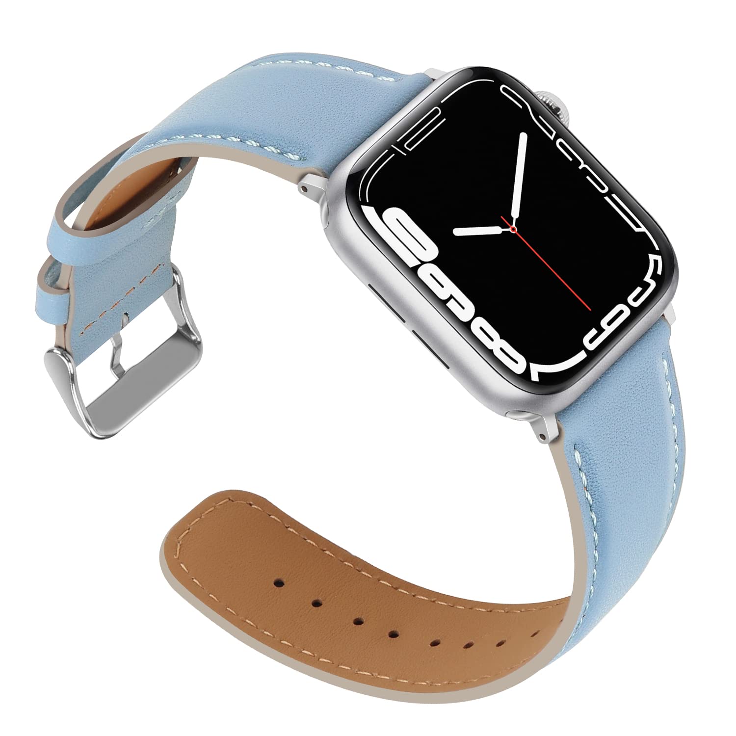 Anlinser Straps Compatible with Apple Watch Strap 49mm 46mm 45mm 44mm 42mm, Women Men Leather Straps Replacement Band for iWatch Ultra 3/2/1 Series 11 10 9 8 7 6 5 4-1 SE (Sierra Blue) — image 1