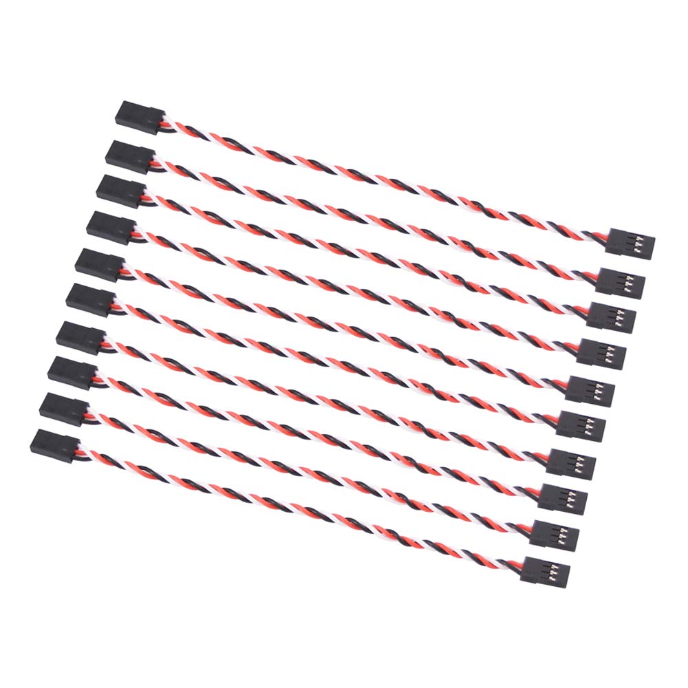 OliRC 10pcs Servo Extension 30 Cords 26awg Cable 15cm Male to Male Twisted Wire for Futaba JR(C60-10)