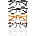 WINTOO Blue Light Glasses for Woman Men | 99% Blue Light Blocking Glasses for Computer Gaming TV Phone Screen Square Frame | Anti Eyestrain & UV Glare Protection - 5 Pair