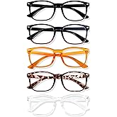 WINTOO Blue Light Glasses for Woman Men | 99% Blue Light Blocking Glasses for Computer Gaming TV Phone Screen Square Frame | Anti Eyestrain & UV Glare Protection - 5 Pair