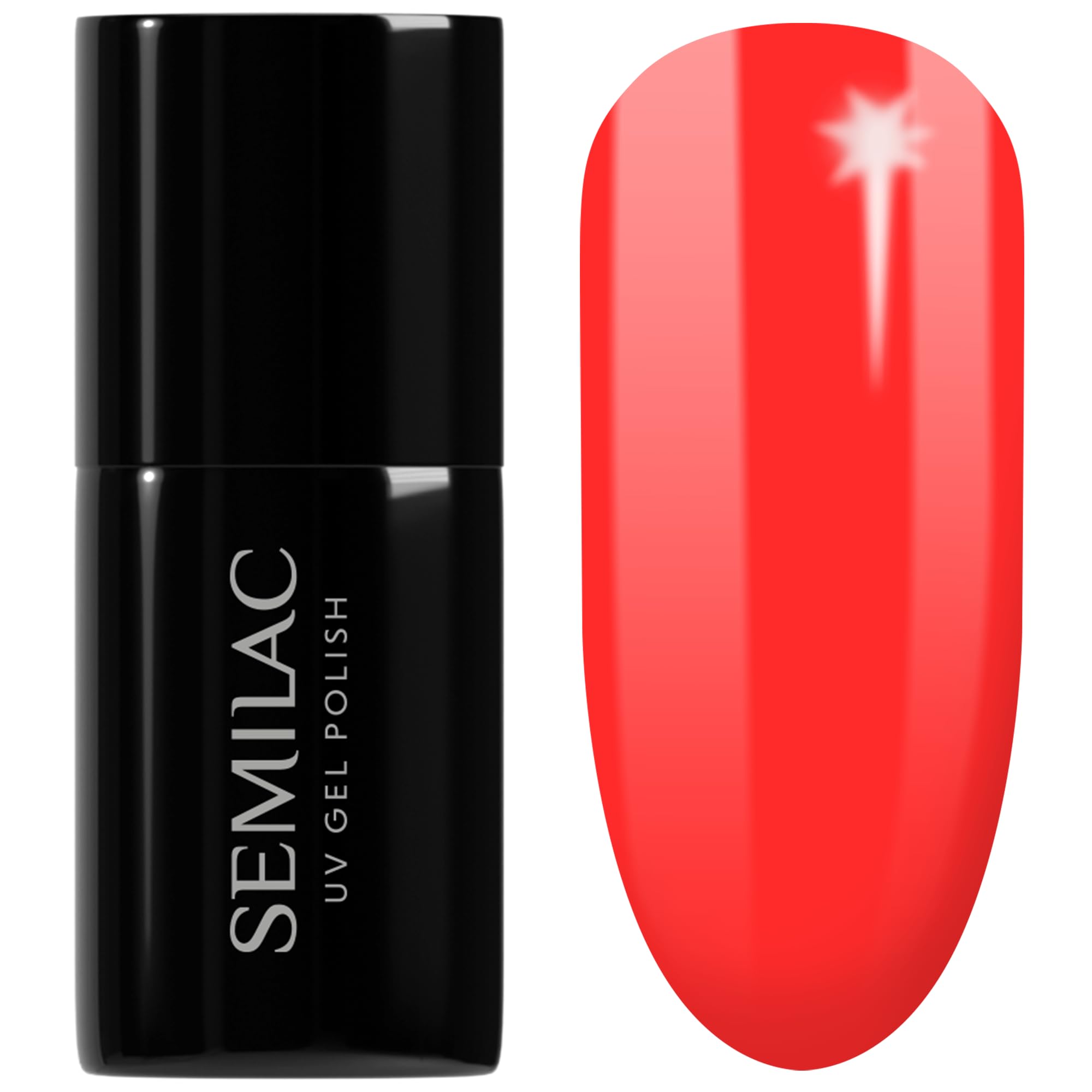 SEMILAC Gel Nail Polish 570 Neon Watermelon - Full Coverage Gel Polish - Soak Off Easy To Use LED/UV Nail Lamp - Long Lasting Manicure and Pedicure up to 3 weeks