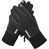TsuvyXeg Winter Gloves Men Sports Warm Fleece Touch Screen Full Fingers Gloves Cycling Driving Running Motorcycle Ski Outdoor Windproof