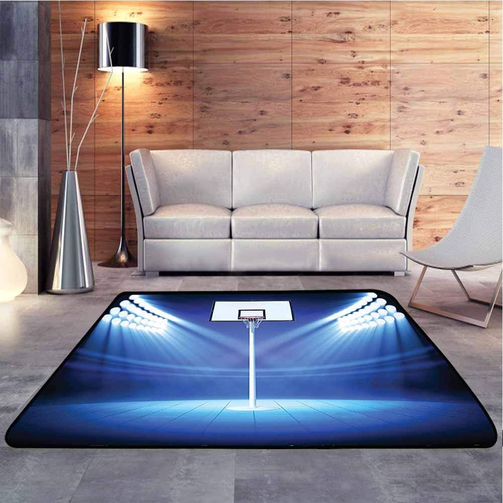 Soft Carpet Basketball Hoop with Spotlights Stage Field Stadium Shoot Score Victory Image N Multi-Color Modern Area Rug for Bedroom Home Decorate Floor, 4 x 6 Feet