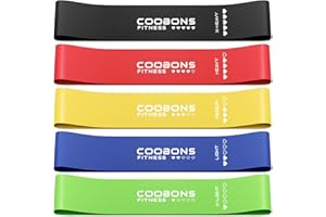 COOBONS FITNESS Resistance Bands for Working Out, Exercise Bands Resistance Bands Set with 5 Resistance Levels, Latex Loop Bands for Women Men, Workout Bands for Legs, Glutes, Strength Training, Yoga, Home Gym