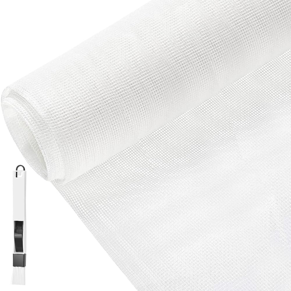 BUZIFU Window Screen Mesh 150x270cm Fly Screen Fiberglass Window Screen Mesh Insect Mesh Window Mosquito Window Net Cat-Proof Window Net with A Cleaning Brush for Windows and Doors(White)