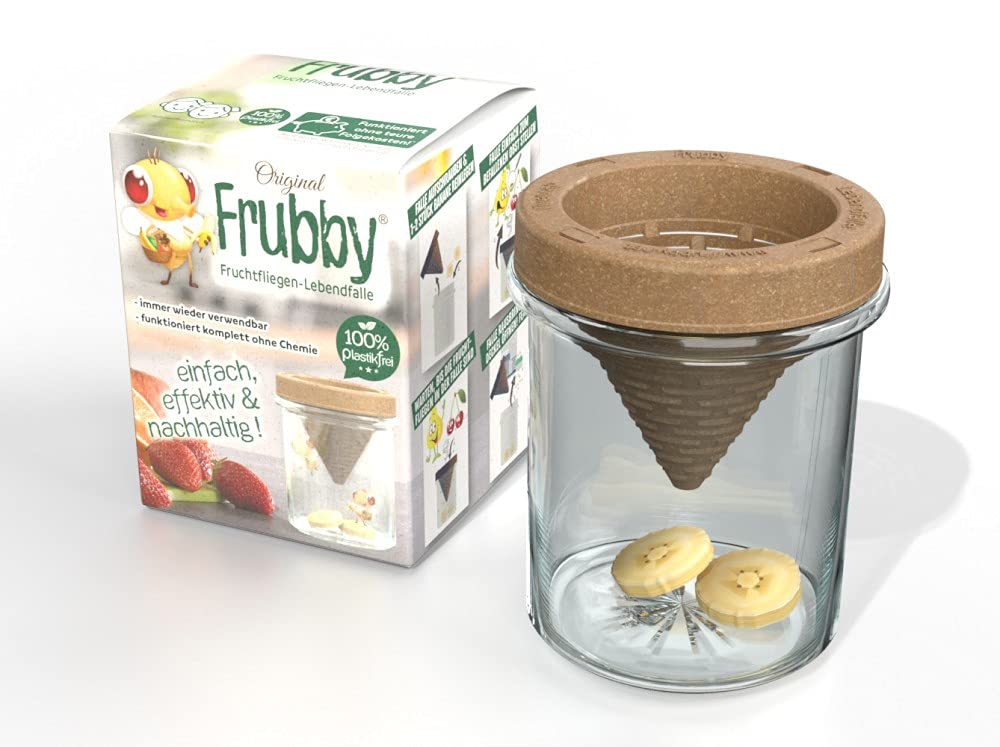 frubby® - The sustainable fruit fly live trap suitable for baptisms fruit flies vinegar flies reusable dishwasher safe 100% plastic- without chemicals (pack of 1)