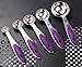 LIU 5 PCS Solid Sturdy Stainless Steel Stackable Measuring Spoon Set to Measure Dry and Liquid Ingredients with Soft Handles,for Kitchen Cooking Baking (purple)