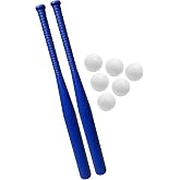 Plastic Baseball Bat and Ball Set for Kids, 2 Bats, 6 Balls, 32 Inch | Backyard Baseball Youth Outdoor Tee Ball, Lightweight Anti-Slip Grip, Ages 3-10, Kids Baseball Bat, Safe Durable Design