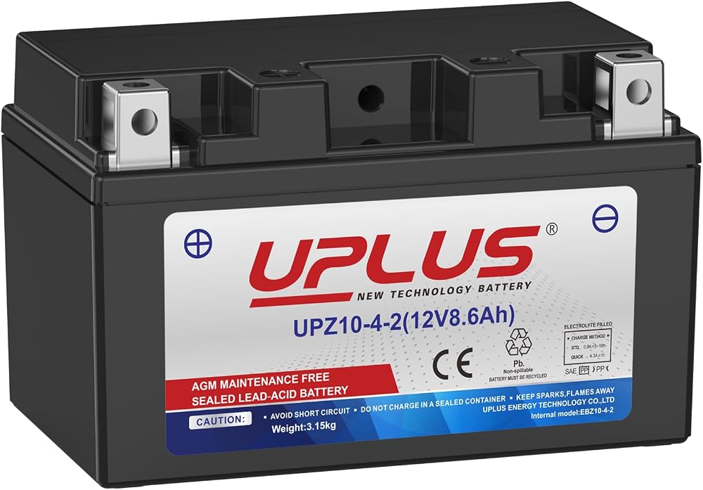 UPLUS UPZ-10-4-2 12V 8.6Ah AGM Battery for ATVs Motorcycles Snowmobiles