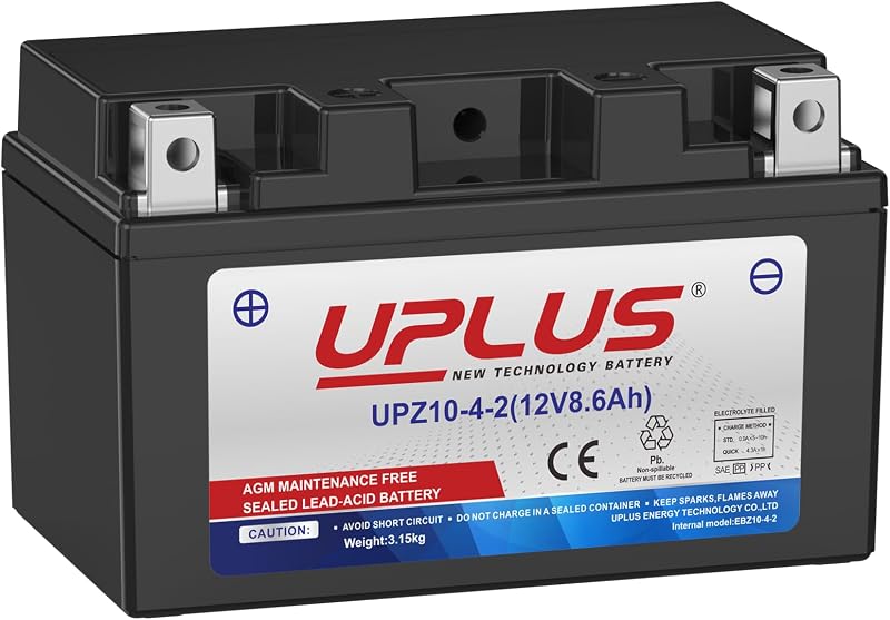 UPLUS UPZ-10-4-2 12V 8.6Ah AGM Battery for ATVs Motorcycles Snowmobiles