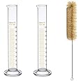 Ronyes Lifescience 100 mL Glass Graduated Cylinder Measuring Single Metric Scale 2 Pcs with Brush (Pack of 2) …