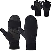 MINIDUO Outdoor Gloves Convertible Mittens Flip Fleece Fingerless Gloves Windproof