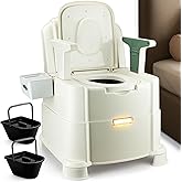 HygiVital Bedside Commode, Upgraded Commode Toilet Potty Chair with 3 Rolls of Commode Liners, Automatic LED Light, Detachable Armrests, 2-Level Height, Heavy Duty 880lbs Loading