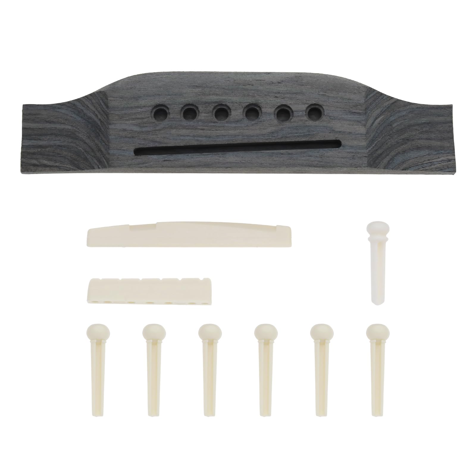 eMagTech Set of 10pcs Acoustic Guitar Bridge Set 6 String Guitar Bridge Guitar Pin Nut Bridge Pins with Guitar Bridge Saddle Nut Accessories Replacement