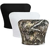 MakeMeChic Women's 3 Pcs Y2k Leopard Print Tube Tops Strapless Cheetah Print Crop Top