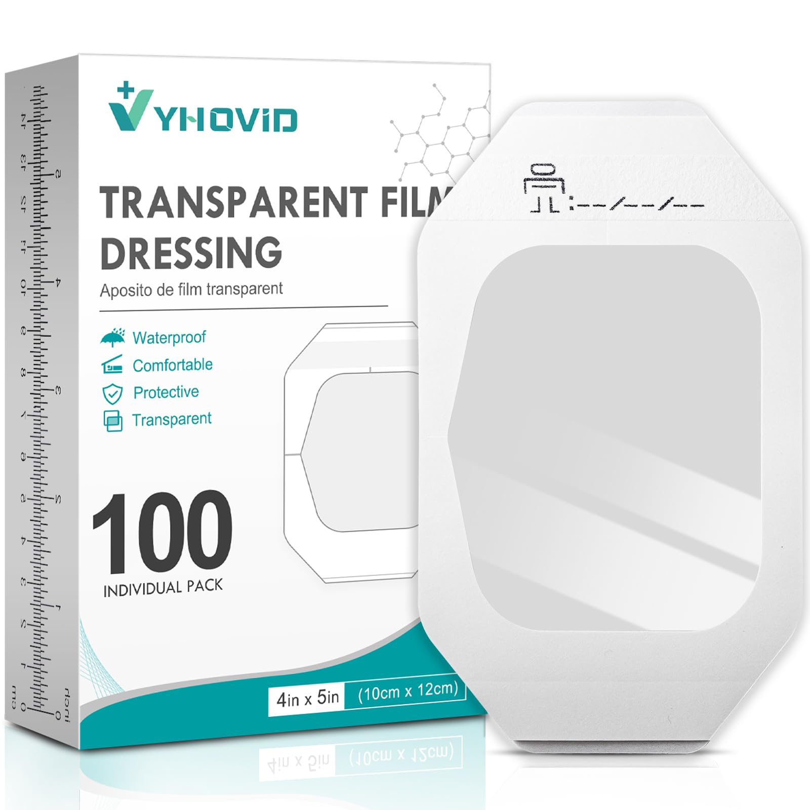Photo 1 of 100 Packs Transparent Film Dressing 4" x 4.75" - Waterproof Bandages for Swimming, Showering, Wounds, Post Surgical Shower or IV Shield, Tattoo Aftercare Bandage, Scar Therapy, Adhesive Patches