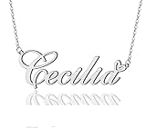 AOLO Cecilia Heart Name Necklace Silver Stainless