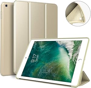 Aoub Case for Apple ipad 9.7 6th/5th Generation 2018/2017,Trifold Stand Ultra Leightweight Soft TPU Smart Cover with Auto Wake/Sleep for ipad Model Number A1893/A1954,A1822/A1823,Gold