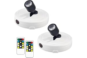 HEAGEERO Wireless Spotlight,Remote Control Accent Light,Battery Picture Light with 2 Remote,Rotatable Accent Light for Art Closet Wall Uplight(W+H)