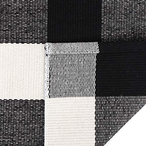 Buffalo Plaid Outdoor Rug Runner 24'' x51'', KIMODE Christmas White/Red