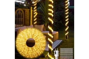 FOEERS 50FT Waterproof LED Rope Lights, 450 LED Warm White Connectable & Flexible for Indoor/Outdoor Use - Deck, Patio, Garden, Bedroom, Party & Christmas Decoration