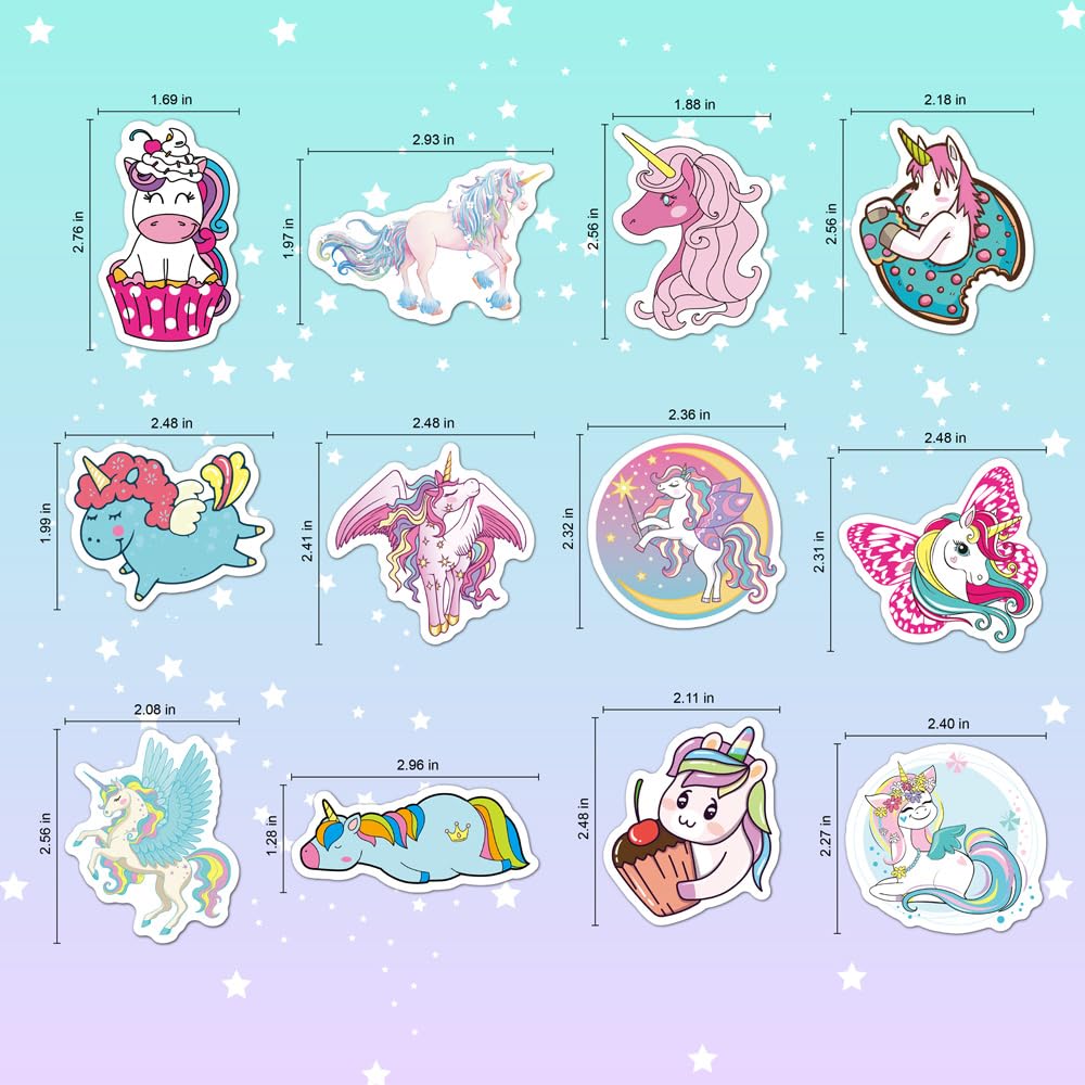 Unicorns Stickers 100 Pcs Waterproof Vinyl Stickers for Water Bottles