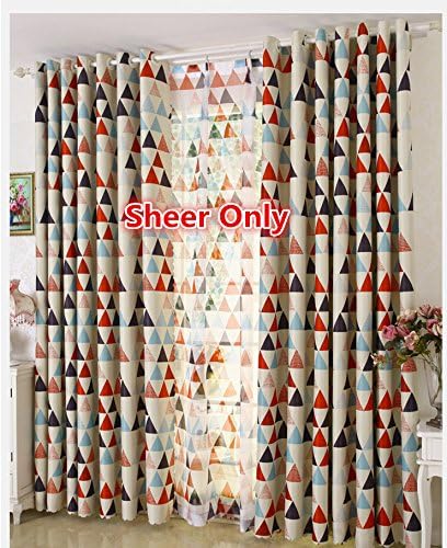 LQF Window Treatments Geometry Printed Curtain Sheer Curtain Drapes Voile For Kids, Decoration Perspective Tulle Curtains Grommet Type (1 Panel) , Red Triangle , W75 by L84 inch