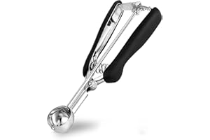 TJ POP Small Cookie Scoop 2 TSP for Baking, Professional Stainless Steel Mini Ice Cream Scoop 30MM, Cookie Dough Scooper Meat
