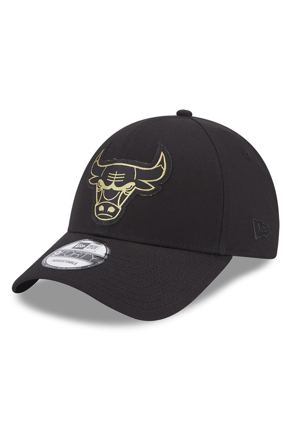 New Era 9Forty NBA Metallic Bulls CapEra Women/Men - Curved Brim Cap Baseball Metal Buckle, with Peak Autumn Summer Spring Winter All-Season - One Size Black