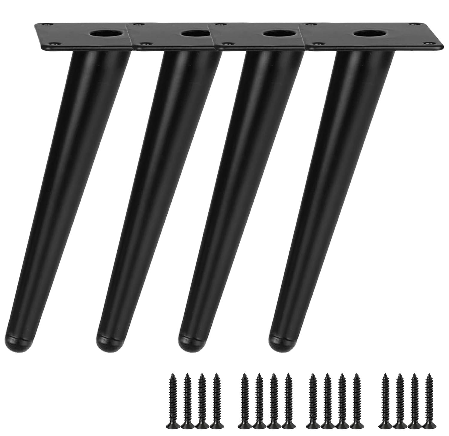 TempFoo Metal Furniture Legs 8 Inch, Oblique Conical Matte Black Furniture Feet for Sofa Cabinet Coffee Table Chair Desk Cupboard Couch Bed Home DIY Projects Modern Minimalist Decor Style