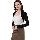 AmélieBoutik Women Ruched Long Sleeve Bolero Shrug Cropped Open Front Cardigan Jacket